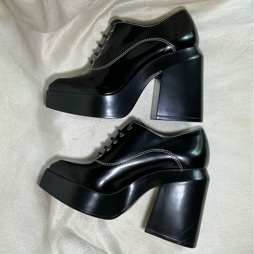 NEW Gianni Bini GB “City-Girl” Black Oxford Platform Patent Leather Shoes NWT - Picture 6 of 8